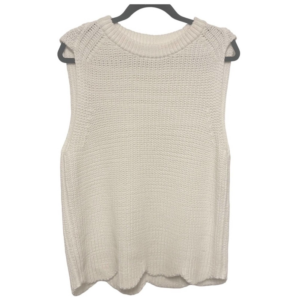 J. Crew Cotton Sleeveless Sweater - Scalloped Hem Crewneck Summer Top Blouse